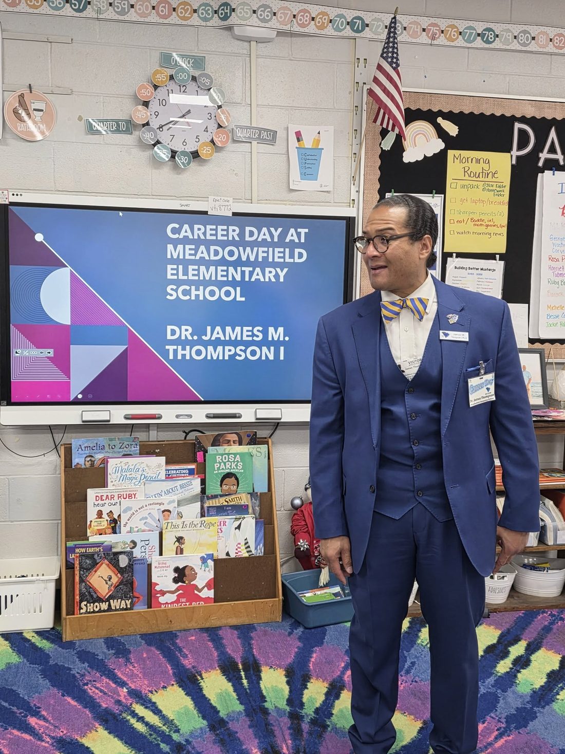 Dr. James M. Thompson I speaking at Career Day at Meadowfield Elementary School